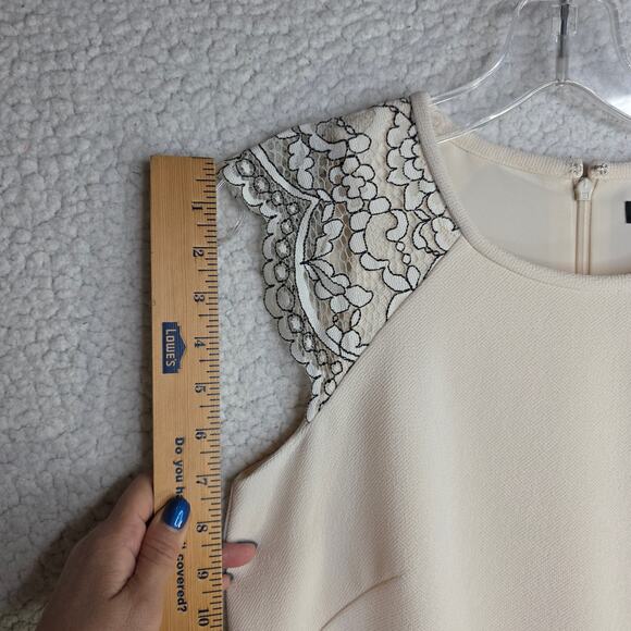 J. CREW sz4 WinterWhite w Lace Cap sleeve Dress. Classy. Weddings Events Careers - Picture 6 of 16